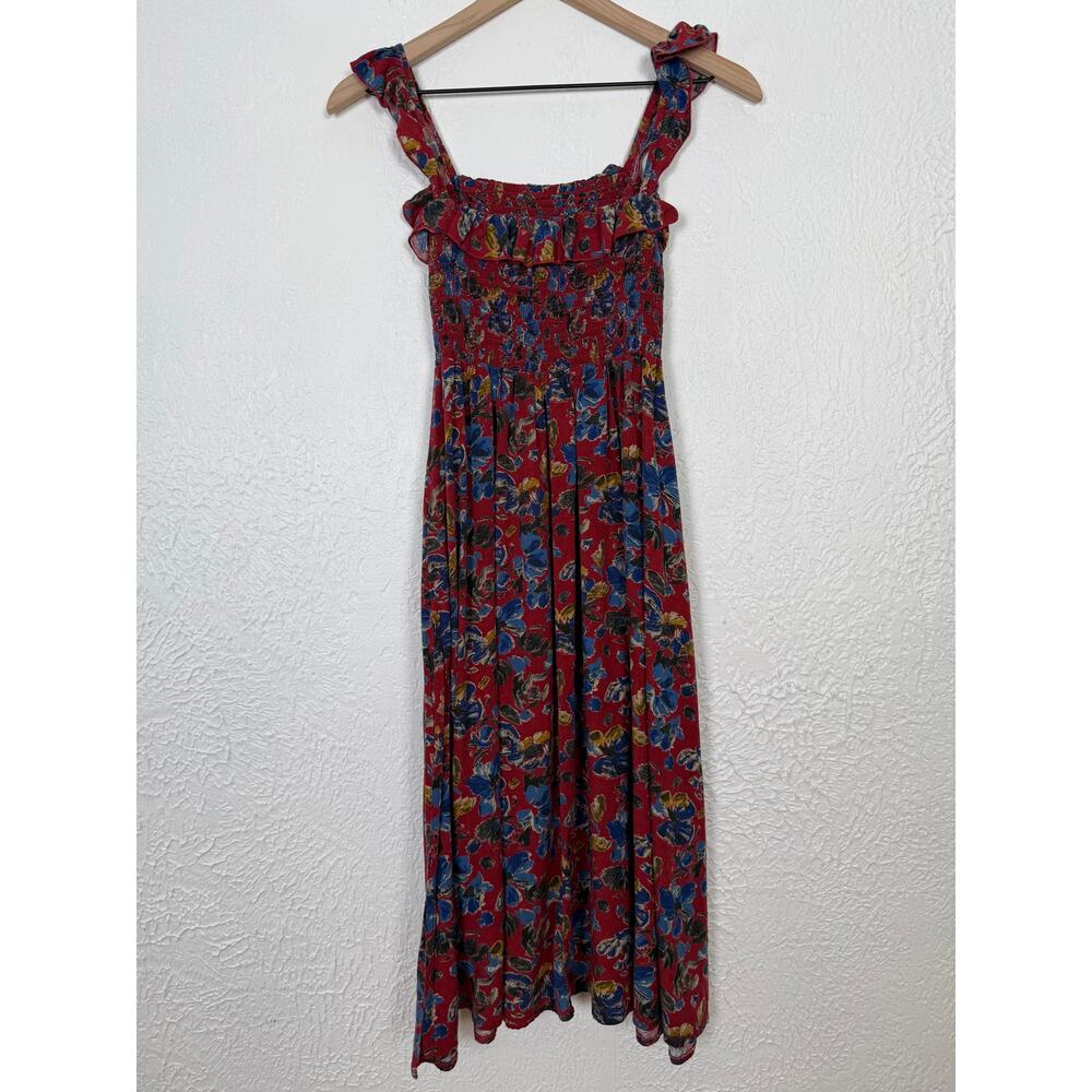 Natural Life Megan Red Floral Smocked Midi Dress Size XS - Picture 3 of 4